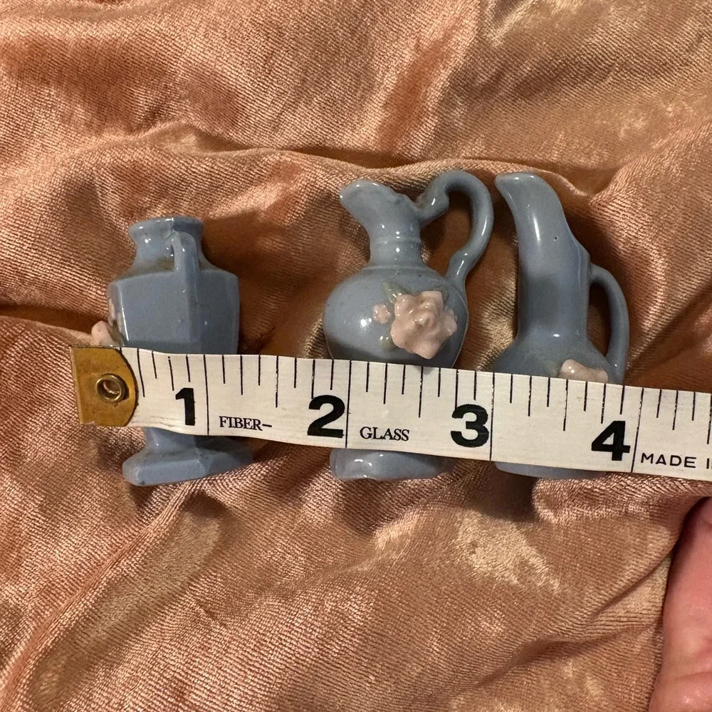 Miniature Vase Set Made in Occupied Japan Vintage Antique Roses Cute Porcelain - Picture 4 of 4